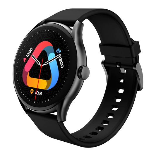 QCY Watch GT Smart Watch With Retina 1.43 AMOLED HD Display, Peak-Brightness Sunlight Display, Metal Watch Frame and Crown, Health Monitoring, Up to 10 Days Battery Life and 100 + Sports Modes - Black